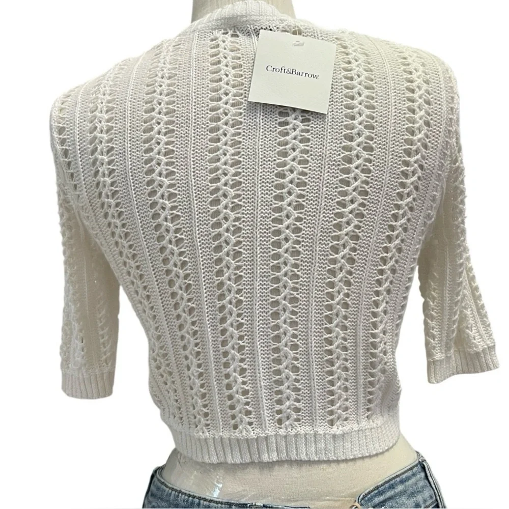 NWT - Croft & Barrow Ivory Open-Knit Cardigan